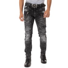 Cipo & Baxx CD844 Motorcu Tarzında Fermuarlı Erkek Jean Pantolon