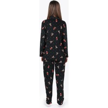 Lukitus Büyük Beden Battal Ayıcık Desen Süet Kadın Pijama Takımı