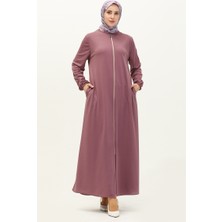 Sefa Merve Fermuarlı Cepli Ferace 6666-08 Koyu Lila