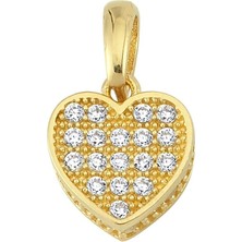 goldkupe 14 Ayar Altın Taşlı Kalp Kolye Ucu 1,22 gr