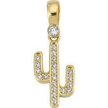 goldkupe 14 Ayar Kaktüs Altın Kolye Ucu 0,90 gr