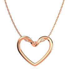 İndigo Takı Sade Düğüm Kalp Rose Gümüş Kolye