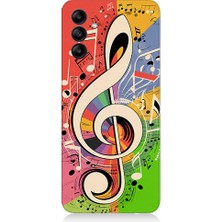 Samsung Galaxy A04S Uyumlu Renkli Nota  Desenli Silikon Kılıf