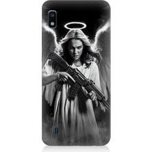 Samsung Galaxy A10 Uyumlu Silahlı Melek  Desenli Silikon Kılıf