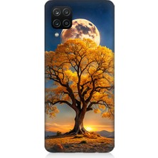 Samsung Galaxy A12 Uyumlu Altın Ağaç  Desenli Silikon Kılıf
