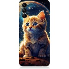 Teknomeg Samsung Galaxy A15 Uyumlu Uzayda Kedi  Desenli Silikon Kılıf