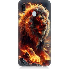 Teknomeg Samsung Galaxy A30 Uyumlu Alev Aslanı  Desenli Silikon Kılıf
