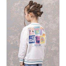 Kız Çocuk Sırtı Fancy Fan Club Baskılı Kolej Ceket