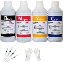 Tecprint Epson Uyumlu L4150 Cmyk 1 Litre   Muadil Mürekkep Seti+Enjektör+Eldiven