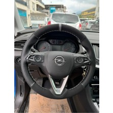 Hasbay Dikişli Direksiyon Kılıfı Nubuk/noktalı Deri Gri Yüzük Gri Dikiş Opel Opel Grandland-X Için H Kargo
