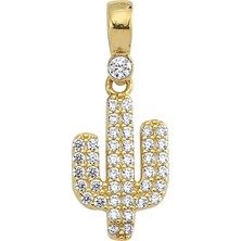 goldkupe 14 Ayar Kaktüs Altın Kolye Ucu 0,93 gr