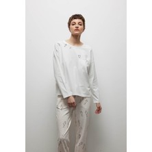 Kadın Pamuklu Uzun Kollu Pijama Üstü