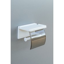 Yapışkanlı Kapaklı Tuvalet Kağıdı Askısı Banyo Tuvalet Kağıtlığı Aparatı ve Rafı  Standı Peçetelik Organizer Plastik