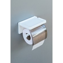 Yapışkanlı Kapaklı Tuvalet Kağıdı Askısı Banyo Tuvalet Kağıtlığı Aparatı ve Rafı  Standı Peçetelik Organizer Plastik