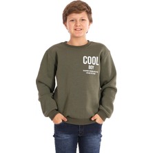 Cool Boy Baskılı Haki Renk Erkek Çocuk Sweat