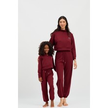 Kadın Basic Fluffy Modal Crop Top Bordo