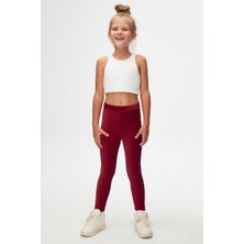 Lovetti Bordo Kız Çocuk Fitilli Kadife Tayt