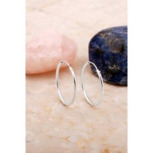 Sümer Telkari Şarnel 2.5 cm Ince Gümüş Halka Küpe 7117