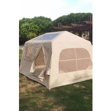 Realx 6 Kişilik Tenteli 4 Mevsim Su Geçirmez Şişme Kamp Çadırı 260X220X190 cm