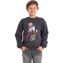 Hello Guest Baskılı Füme Renk Erkek Çocuk Sweat
