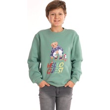 Hello Guest Baskılı Çağla Renk Erkek Çocuk Sweat