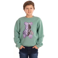 Ayıcık Baskılı Çağla Renk Erkek Çocuk Sweat