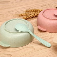 Cai Cai 1 Besleme Sofra Seti, Çevre Dostu Buğday Samanı Tabağı, Çocuk Yemekleri, Haşlanmayı Önleyici Eğitim Kasesi + Kaşık (Yurt Dışından)