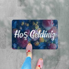 M&H Quality  Dijital Baskılı Kapı Önü Paspas Hoşgeldiniz Yazılı Baykuş Desenli Çok Amaçlı Iç Ve Dış Kapı Paspası