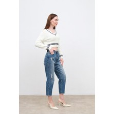 Özlem Yıldız Yırtık Detaylı Pantolon Blue - 28