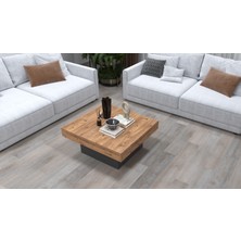 Aymobsan Medusa Kare Modern Orta Sehpa 90 cm, Atlantik Çam - Antrasit