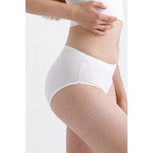 Yüksek Bel Pamuklu 12'li Paket Bato Külot Beyaz