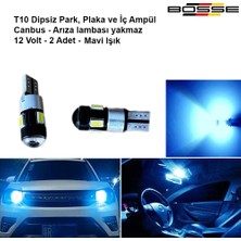 Bosse Park Ampülü Plaka ve Iç Tavan Ampul T10 Dipsiz Mercekli Mavi Canbus 12 Volt Bosse Aem Serisi 2li