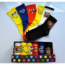 Socks And More Çizgifilm Karakterli ve Ayıcıklı 6'lı Çorap Kutusu Unisex Renkli