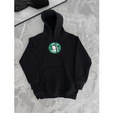 Nnstartshopping  Üç Iplik Penye Uzun Kol Kapşonlu Sweatshirt - Siyah
