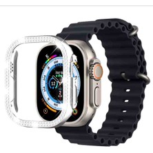 Cool Cold Apple Watch 49 mm Uyumlu Ultra / Ultra 2 Zarif Elmas Taşlı Önü Açık Koruma Kılıf