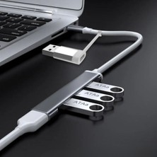 Elser Ticaret 4 Port'lu Bağlantı Istasyonu Ultra Ince USB Bölücü Type-C Tipi Çoklu Arayüz Adaptörü Multi USB Çoklayıcı