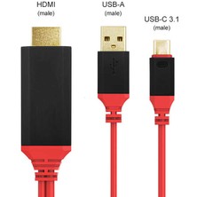 ENSUENO Siyah Type-C HDMI Kablo Kırmızı Kutulu-Zore