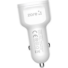 ENSUENO Beyaz Cc-01 Hızlı Şarj Özellikli LED Işıklı Dual USB Araç Şarj Başlığı 18W Zore-Ens