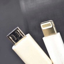 ENSUENO Beyaz Çiftli Lightning-Micro Kısa USB Kablo-Zore