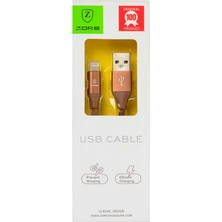 ENSUENO Kahverengi Metal Uçlu Lightning USB Kablo-Zore