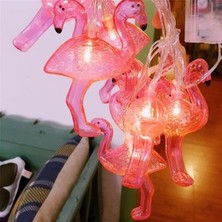 Elser Ticaret 10LU Pilli LED Flamingo Dekoratif Işık Zinciri Aydınlatma 1,5 mt