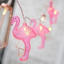 Elser Ticaret 10LU Pilli LED Flamingo Dekoratif Işık Zinciri Aydınlatma 1,5 mt