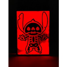 Domini Stitch - Rgb Led Işıklı 3 Boyutlu Tabela - 15cm X 20cm X 2cm (Bluetooth Kontrollü)