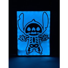 Domini Stitch - Rgb Led Işıklı 3 Boyutlu Tabela - 15cm X 20cm X 2cm (Bluetooth Kontrollü)