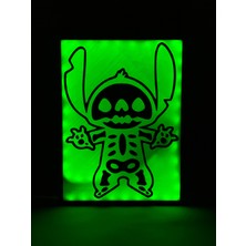 Domini Stitch - Rgb Led Işıklı 3 Boyutlu Tabela - 15cm X 20cm X 2cm (Bluetooth Kontrollü)