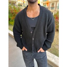 Hırka Triko Örgülü Desenli Örgü Hırka Şal Yaka Tüylenmez Naturel Pamuk Düğmeli Hırka