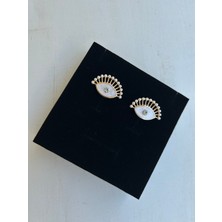 Moonjy Vıp Çelik Gold Incili Göz Küpe (Çift)