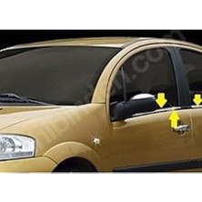 Woodhub Citroen C-3 2002-2003-2004-2005-2006-2007-2008-2009 Krom Cam Çıtası 4 Parça Paslanmaz Çelik