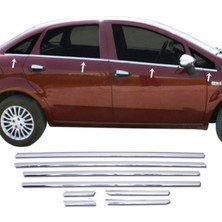 Woodhub Fiat Linea Krom Cam Çıtası 8 Parça P.çelik 2007 ve Sonrası