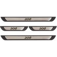 Woodhub Peugeot 206 Old Krom Kapı Eşiği 4 Parça Paslanmaz Çelik